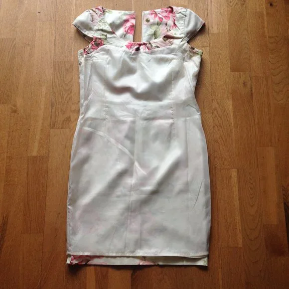 Floral Midi Cap-sleeve Belted Sheath Dress - Picture 8 of 12